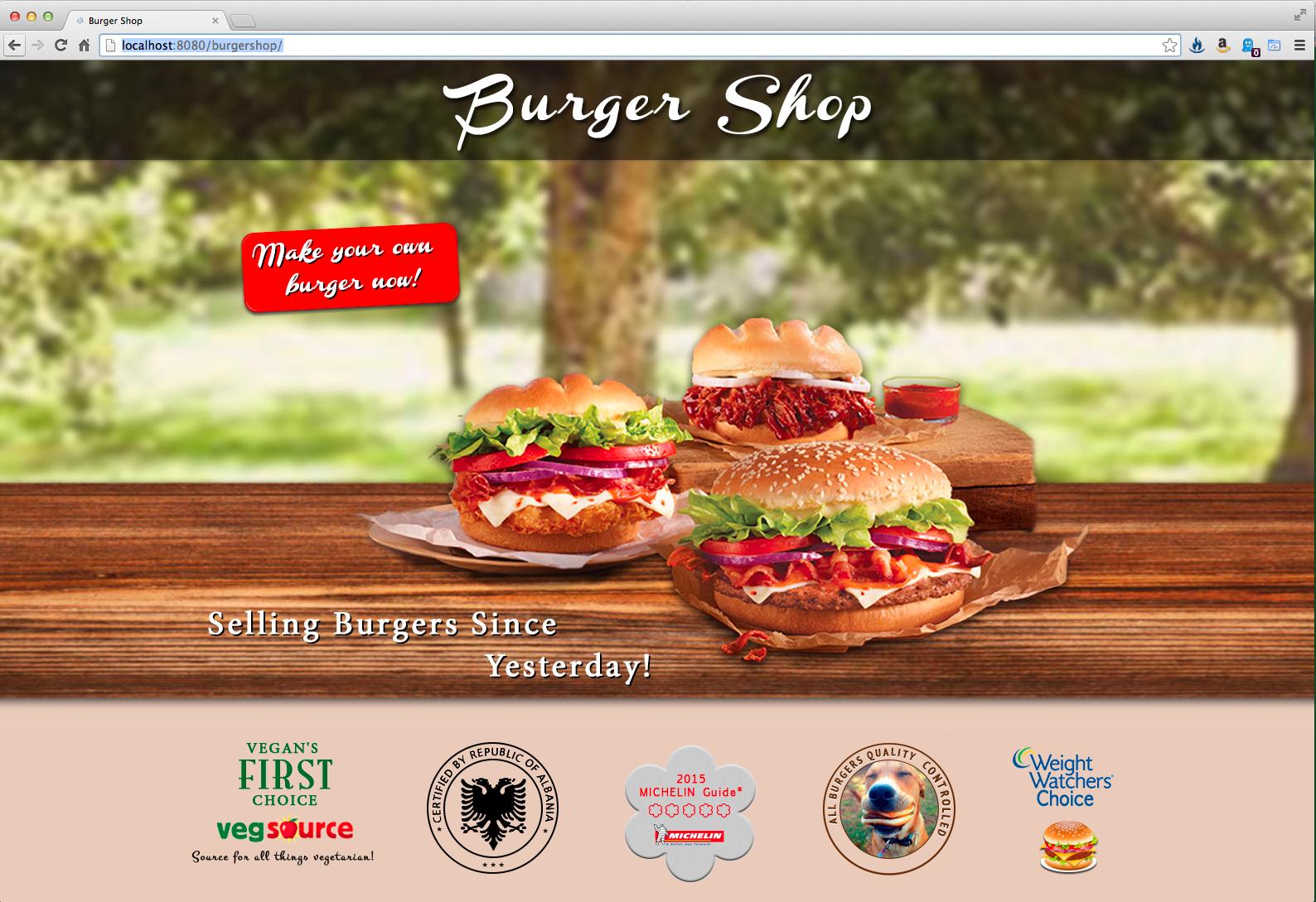 Front page of the burgershop